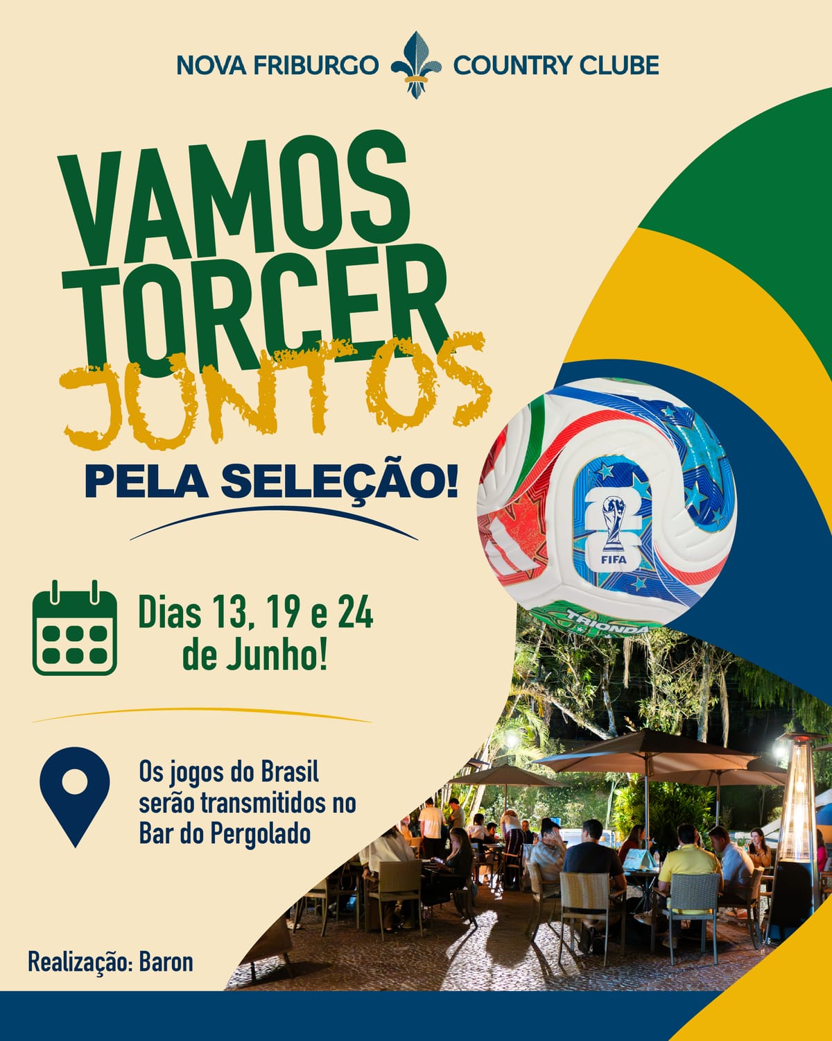 Copa do Mundo no NFCC: telão, samba e muita torcida no Bar do Pergolado