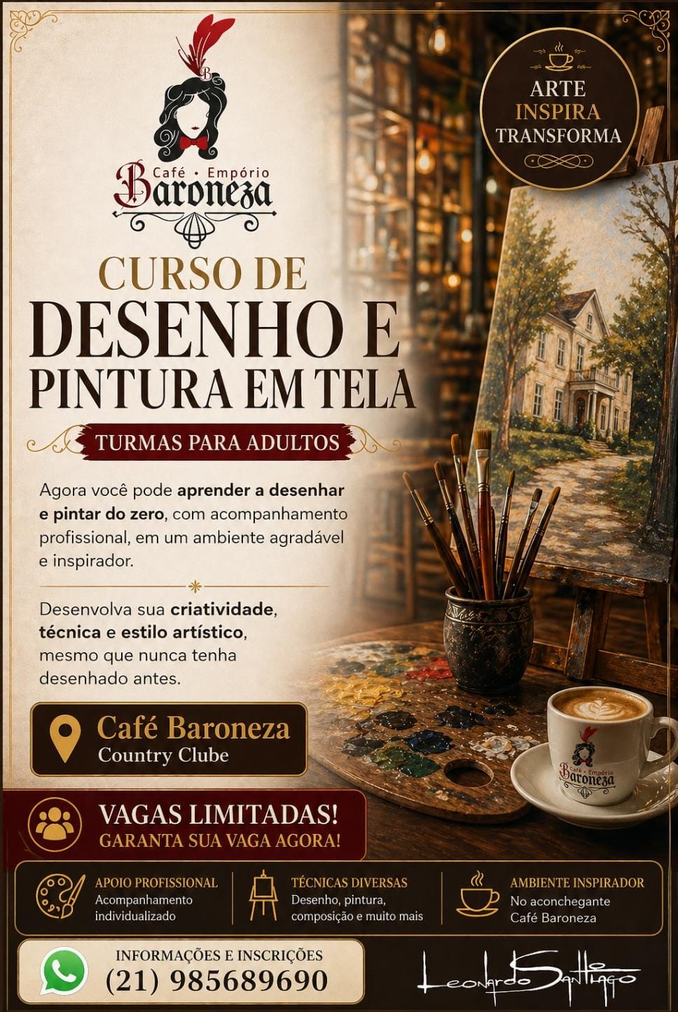 Arte e Inspiração: Curso de Desenho e Pintura no Baroneza Café