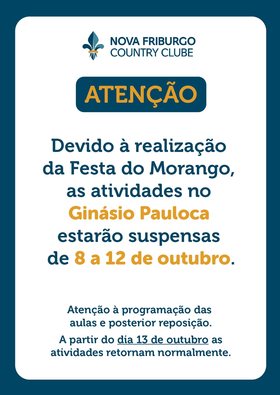 Ginásio Pauloca terá atividades suspensas durante a Festa do Morango
